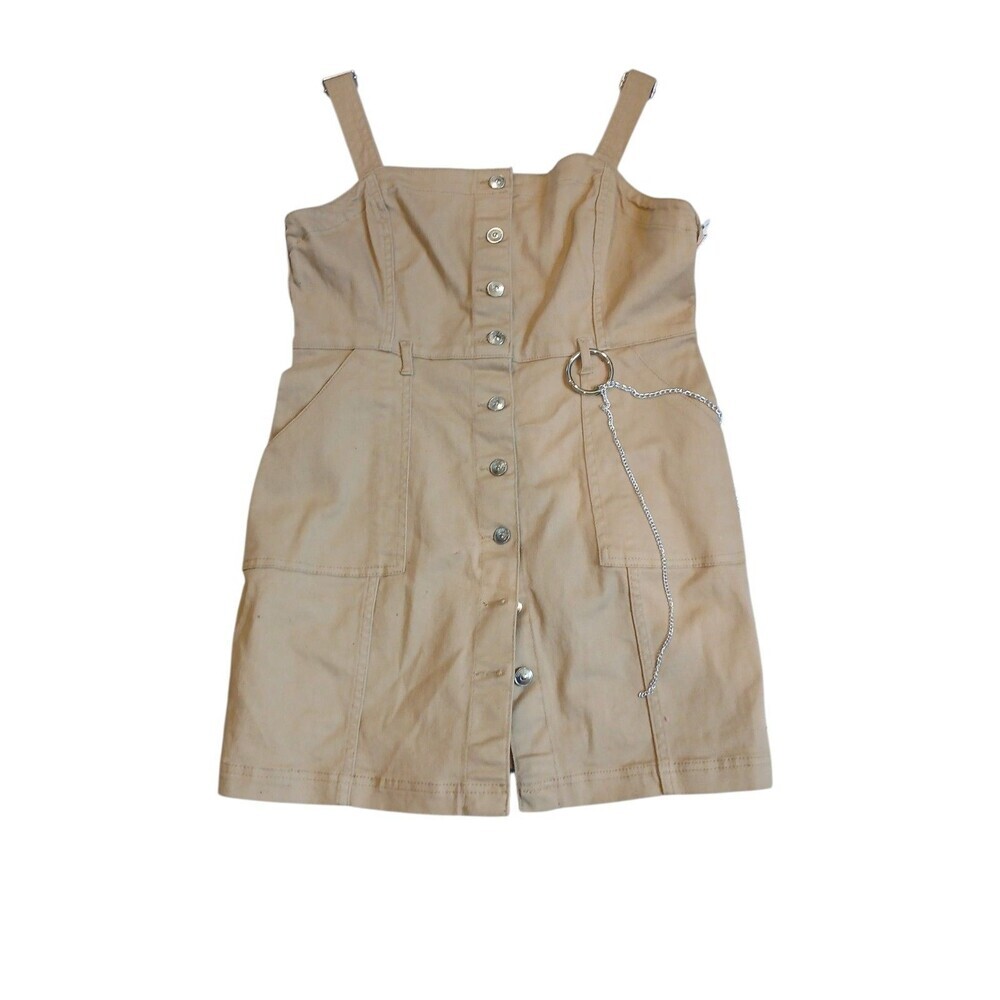 Divided Beige Utility Mini Dress Size M|Button Front Cargo Dress|Casual Streetwe - Picture 1 of 4
